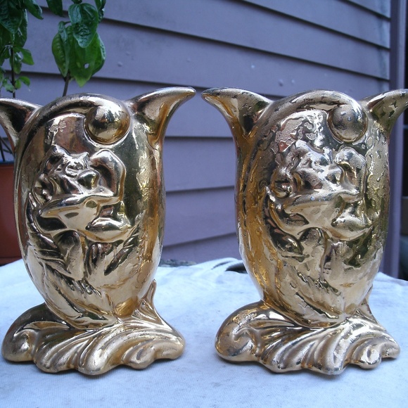 Vintage McCoy Sunburst Gold Vases 24K